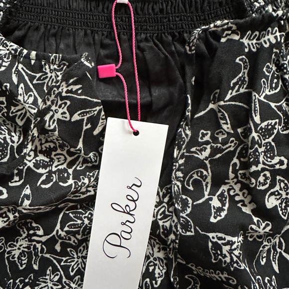 NWT PARKER Lindsay Dress Smocked Floral Fit & Flare Black Aurora XS NEW+TAG $298 - Picture 5 of 6